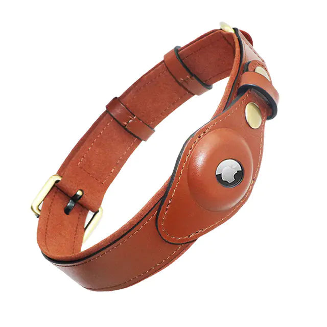 Genuine Leather Cat Collar with Locator Tracker for Pets